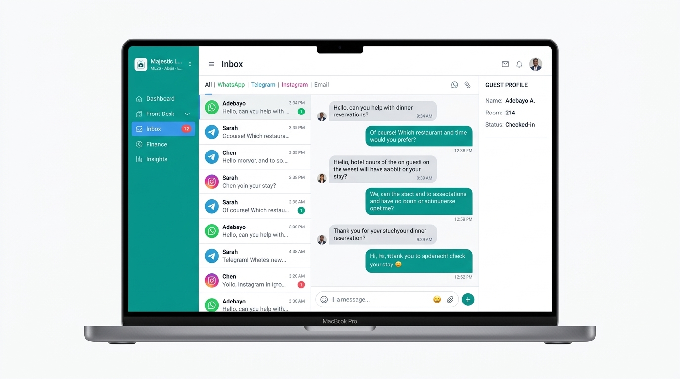 Unified inbox — WhatsApp, Telegram, Instagram and email in one place