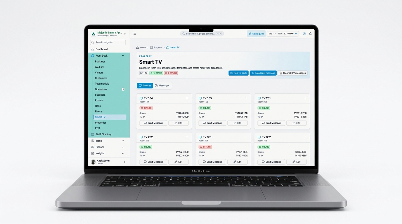 Staff app — tasks and room tags for the team on the floor