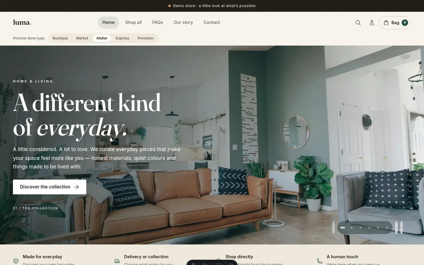 Actual Atelier POS storefront template preview Lodgestatus Bonifade Technologies