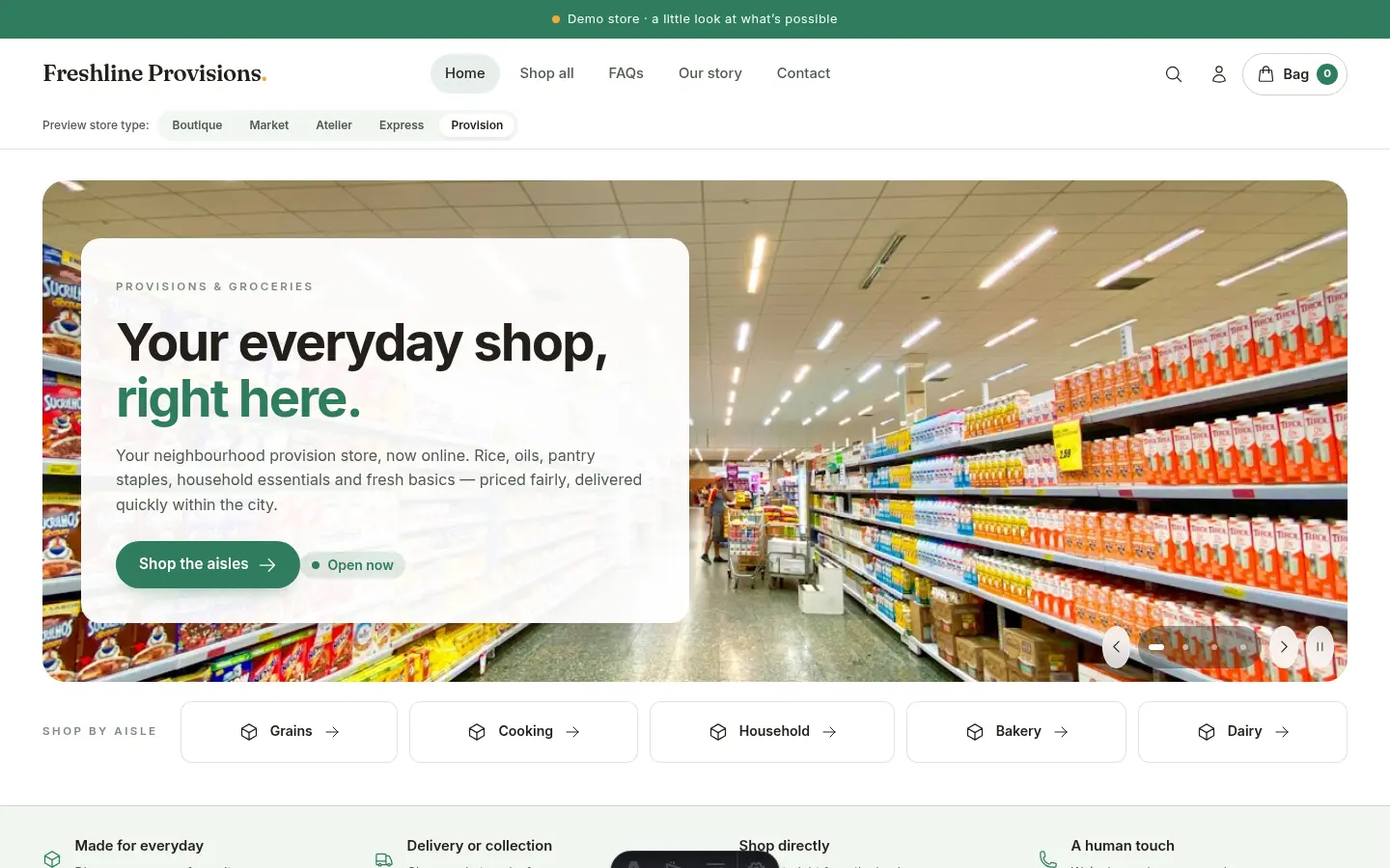 Actual Provision POS storefront template preview Lodgestatus Bonifade Technologies